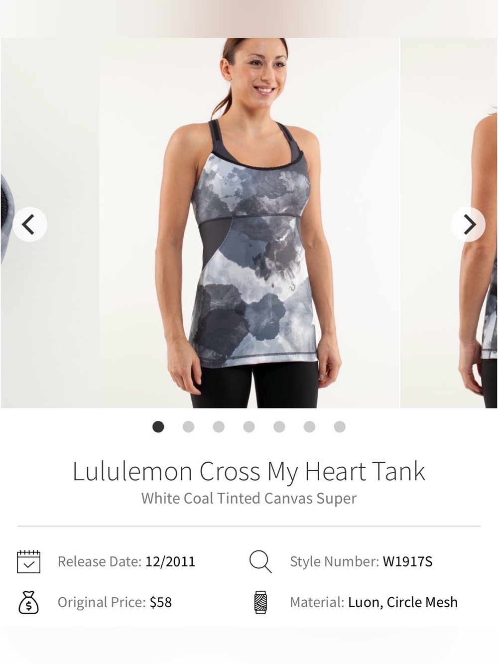lululemon athletica Cross My Heart Tank in gray and black tie-dye